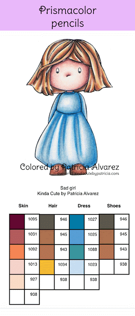 Prismacolor pencils color chart for sad girl digital stamp