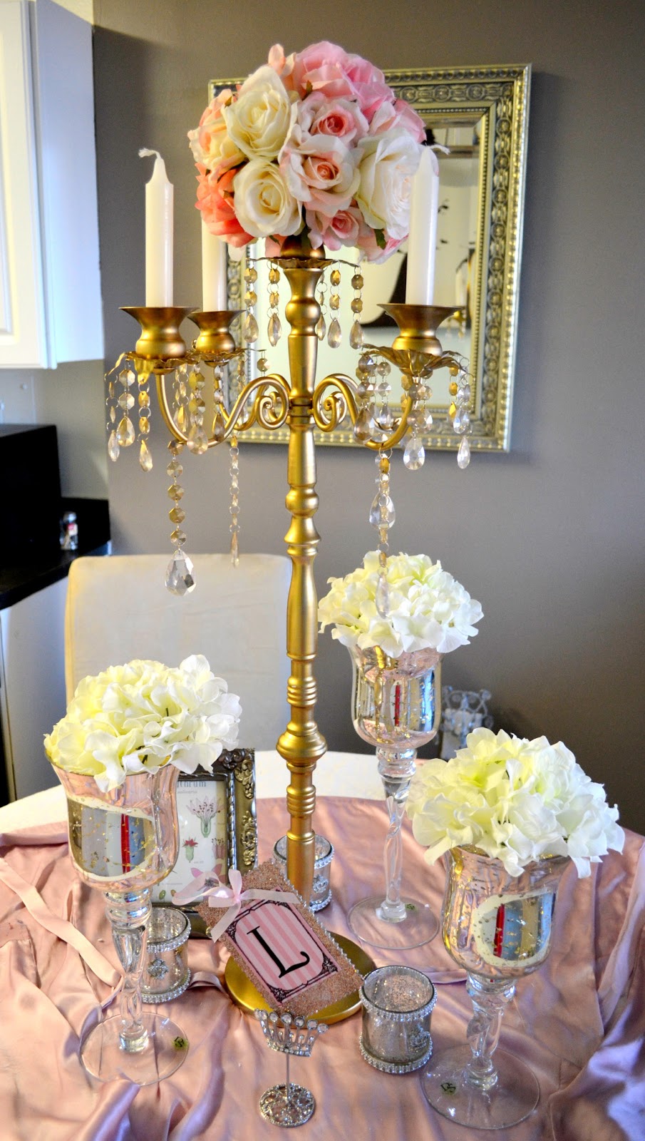 THE ROSE COLORED AISLE DIY How to make your own gold candelabra