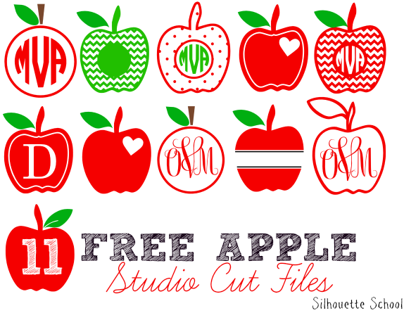 Silhouette Studio, free cut file, 11 apples