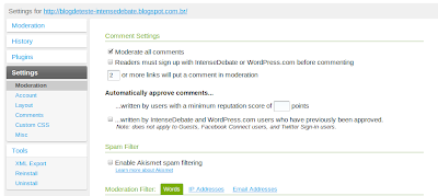 IntenseDebate - Moderation Settings