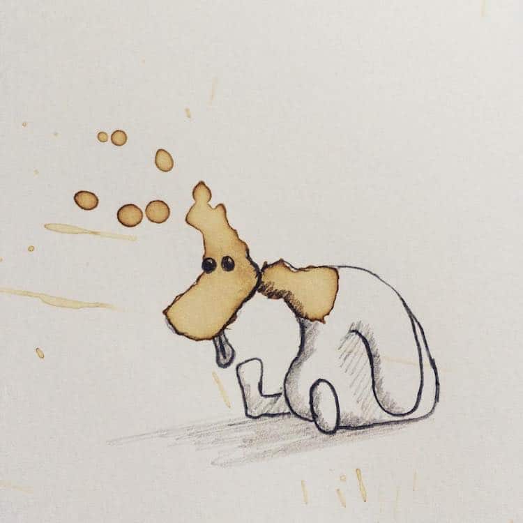 Artist Creates Cute Little Monsters Out Of Coffee Stains