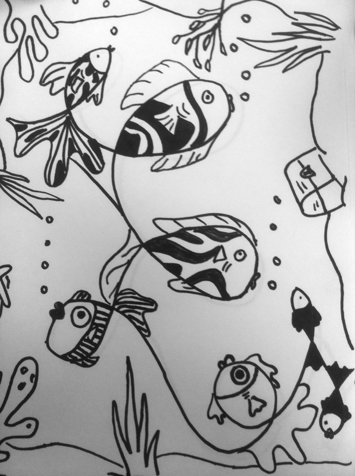 Art Sub Lessons: Loopy Line Fish