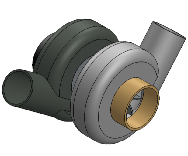 Solidworks Drawing of a simple Turbo charger