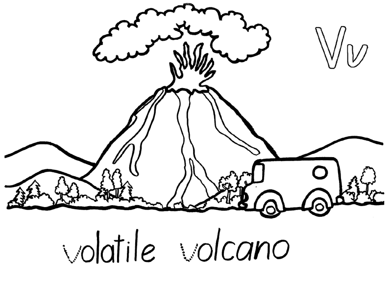 coloring pages volcano - photo #31