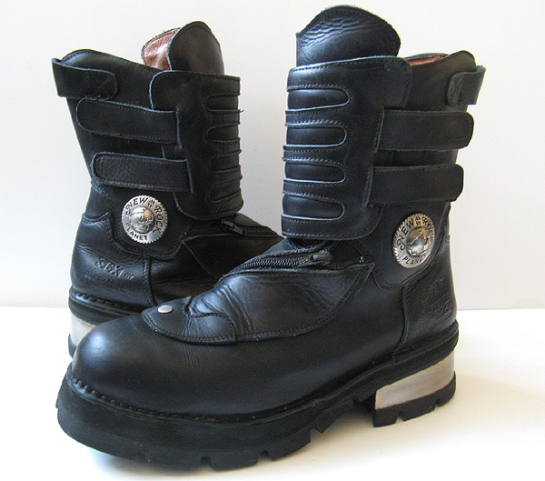 NEW ROCK MOTORCYCLE BOOTS BLACK LEATHER MENS BOOTS SIZE 11 11.5