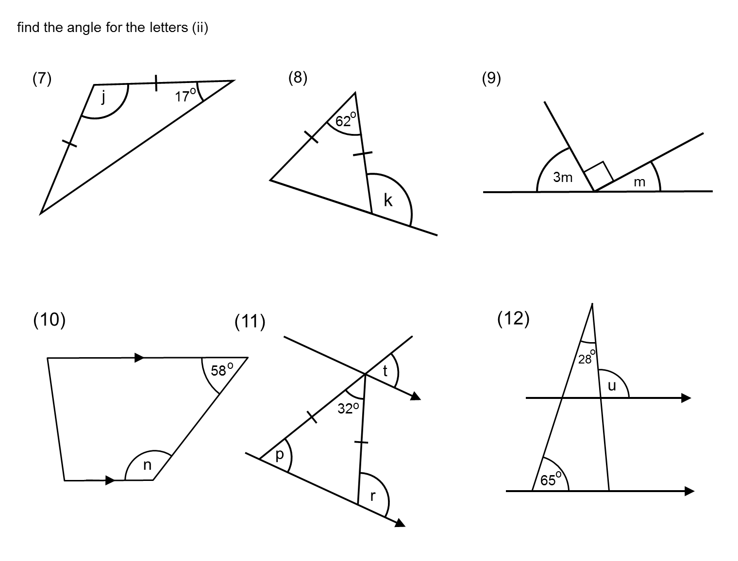 Finding Missing Angles Worksheet