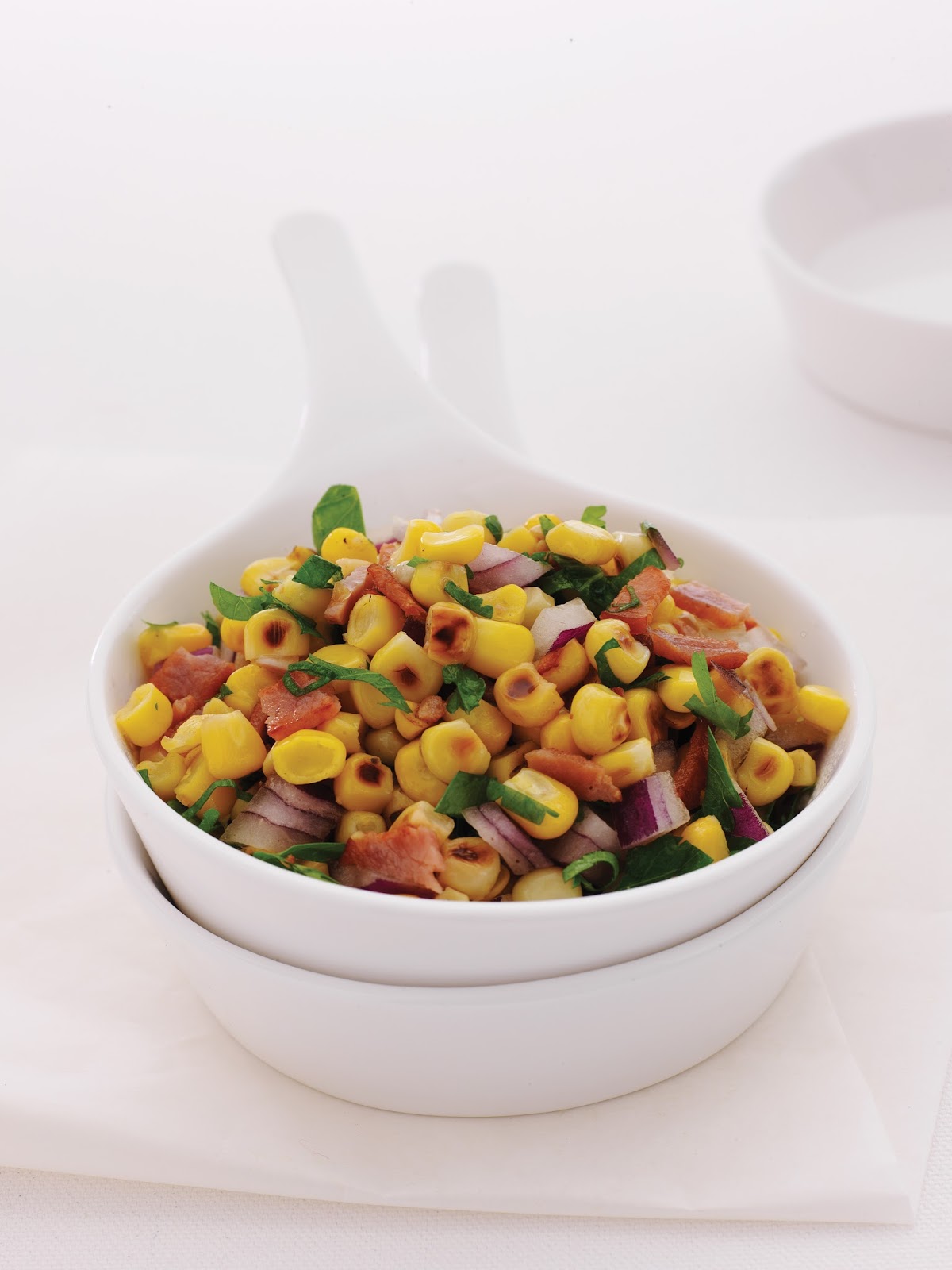 Roasted Corn with Bacon and Red Onion