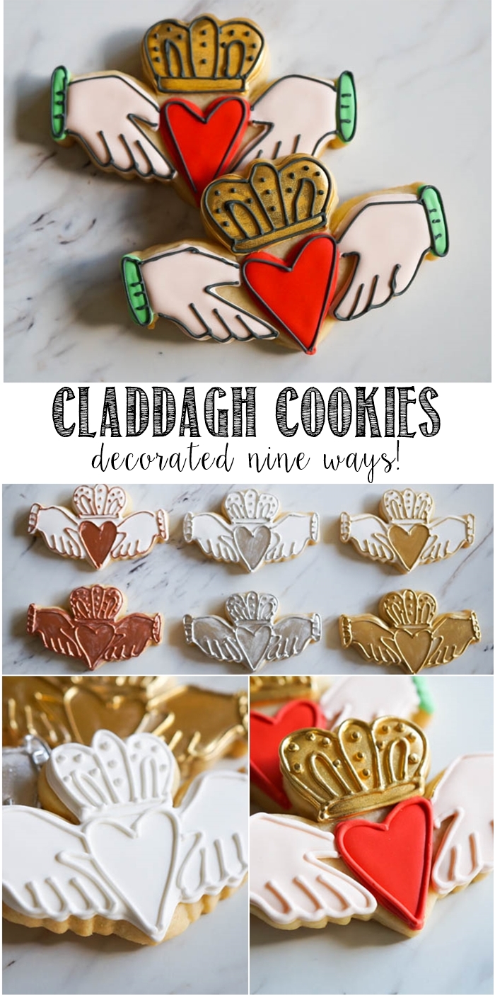 how to decorate Irish claddagh cookies ... for St. Patrick's Day or an Irish wedding or any Irish celebration! 