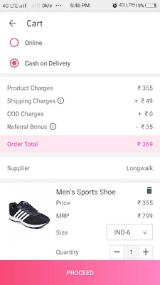 Payment options in meesho app