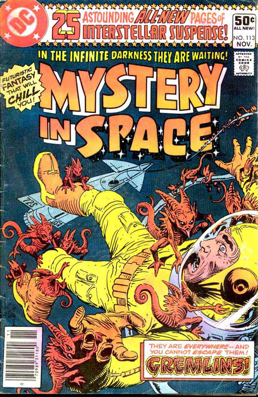 Joe Kubert dc science fiction dc 1980s comic book cover - Mystery in Space #113