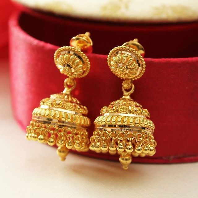 EyeCatching Double Layer Long Jhumka Earrings Gold Covering Designs J25121