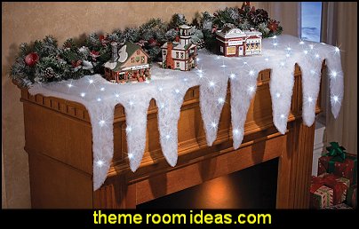 Lighted Icicle Mantel Scarf Holiday Decoration Christmas decorating ideas - Christmas decor - Christmas decorations - Christmas kitchen decor - santa belly pillows - Santa Suit Duvet covers - Christmas bedding - Christmas pillows - Christmas bedroom decor - winter decorating ideas - winter wonderland decorating - Christmas Stockings Holiday decor Santa Claus - decorating for Christmas - 3d Christmas cards Lighted Icicle Mantel Scarf Holiday Decoration