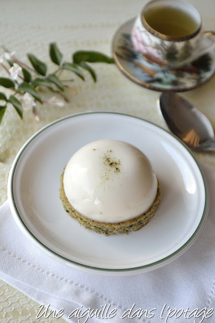 Financier thé vert et dôme au citron vert (sans gluten) panna cotta