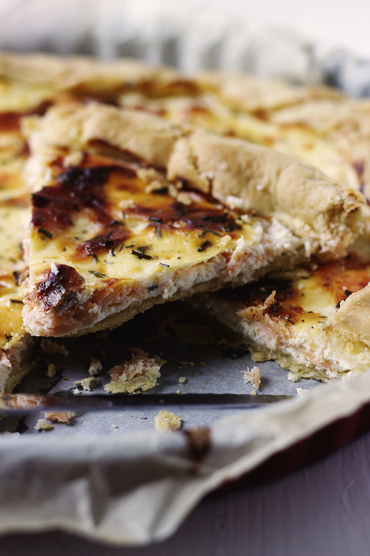 quiche di salmone, ricotta ed erba cipollina# quiche de salmón, ricotta y cebollino