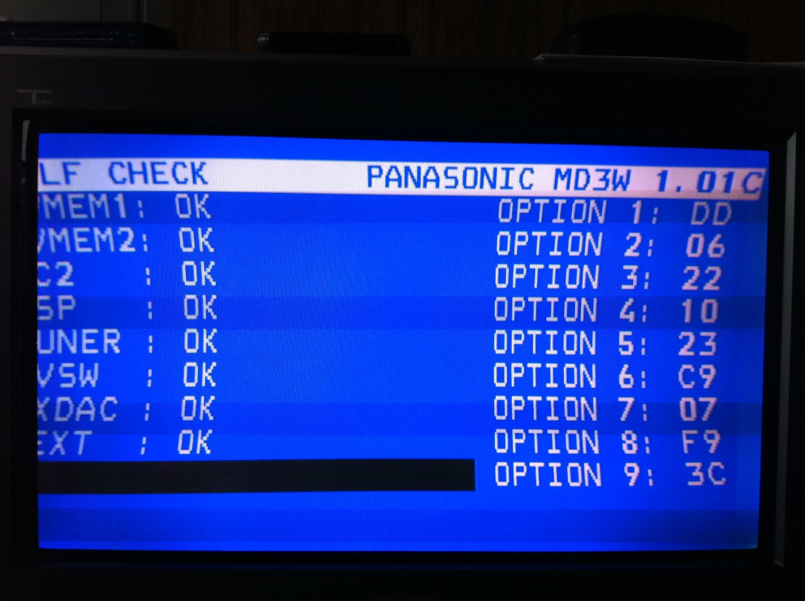 Panasonic TX66PW1050A Service Menu Codes