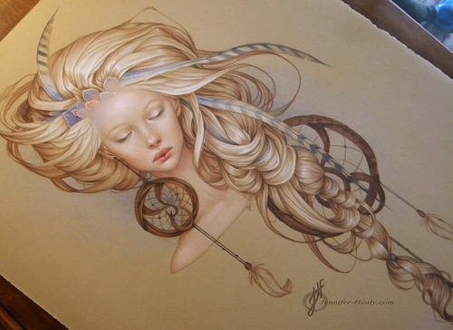 20-Dream Catcher-Jennifer-Healy-Traditional-Art-Color-Pencil-Drawings-www-designstack-co