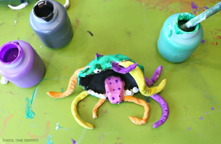 Painting Pinch Pot Monsters