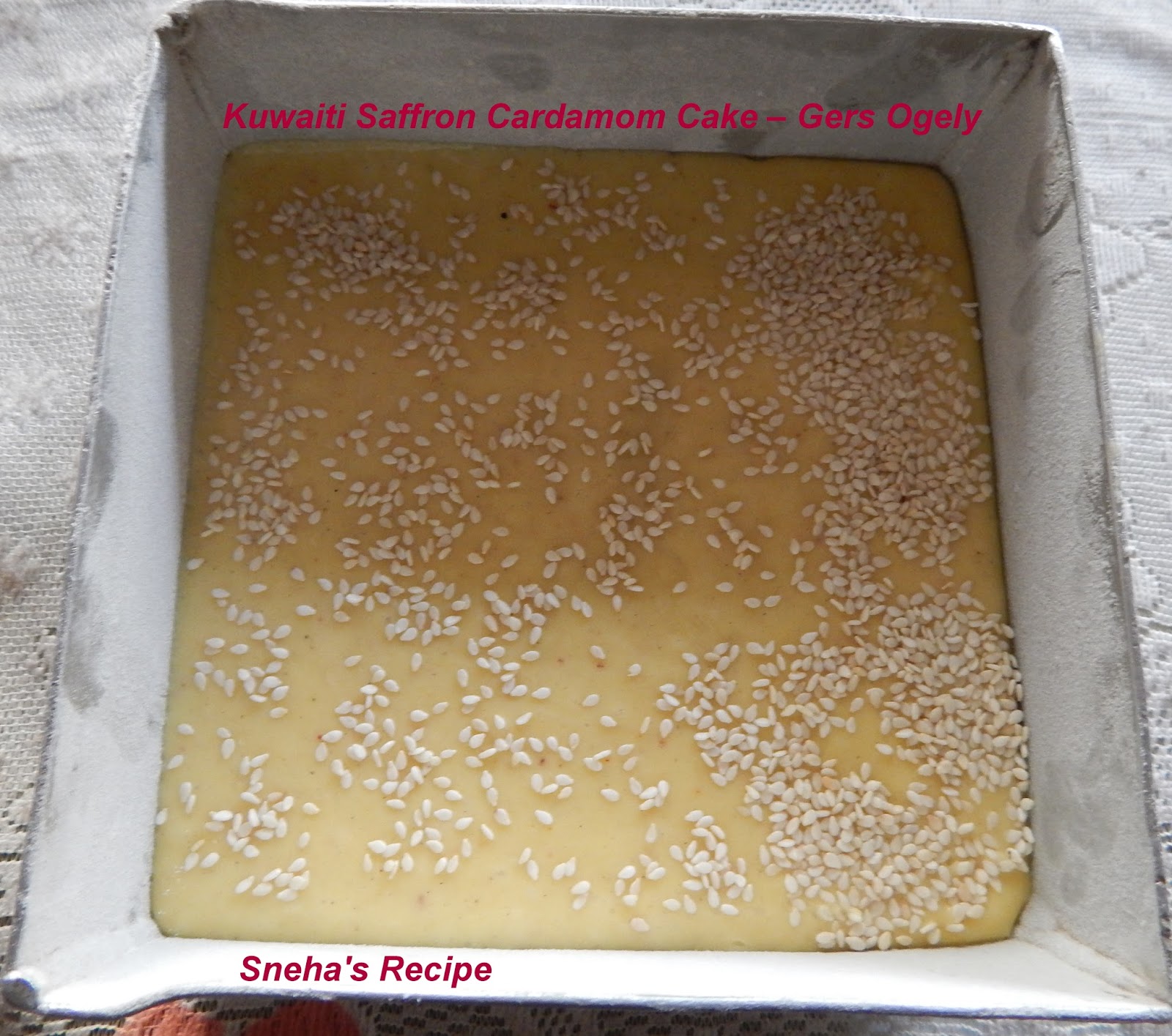 Kuwaiti Saffron Cardamom Cake Gers Ogely Sneha's Recipe