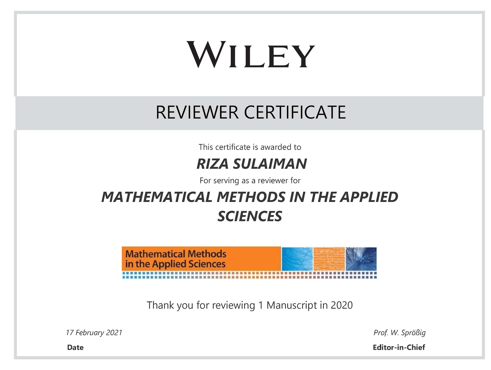 Reviewer of International Journal