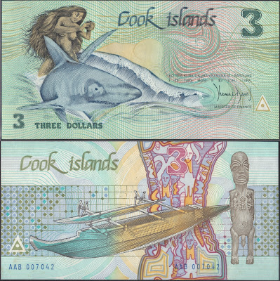 Isole Cook 3 Dollars 1987 P# 3a
