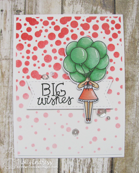 Big Wishes Card by Holly Endress | Holding Happiness Stamp Set and Bubbly Stencil by Newton's Nook Designs #newtonsnook #handmade