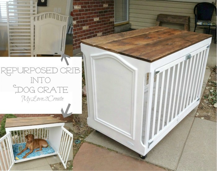Take an old Crib and turn it into a beautiful dog crate!  MyLove2Create