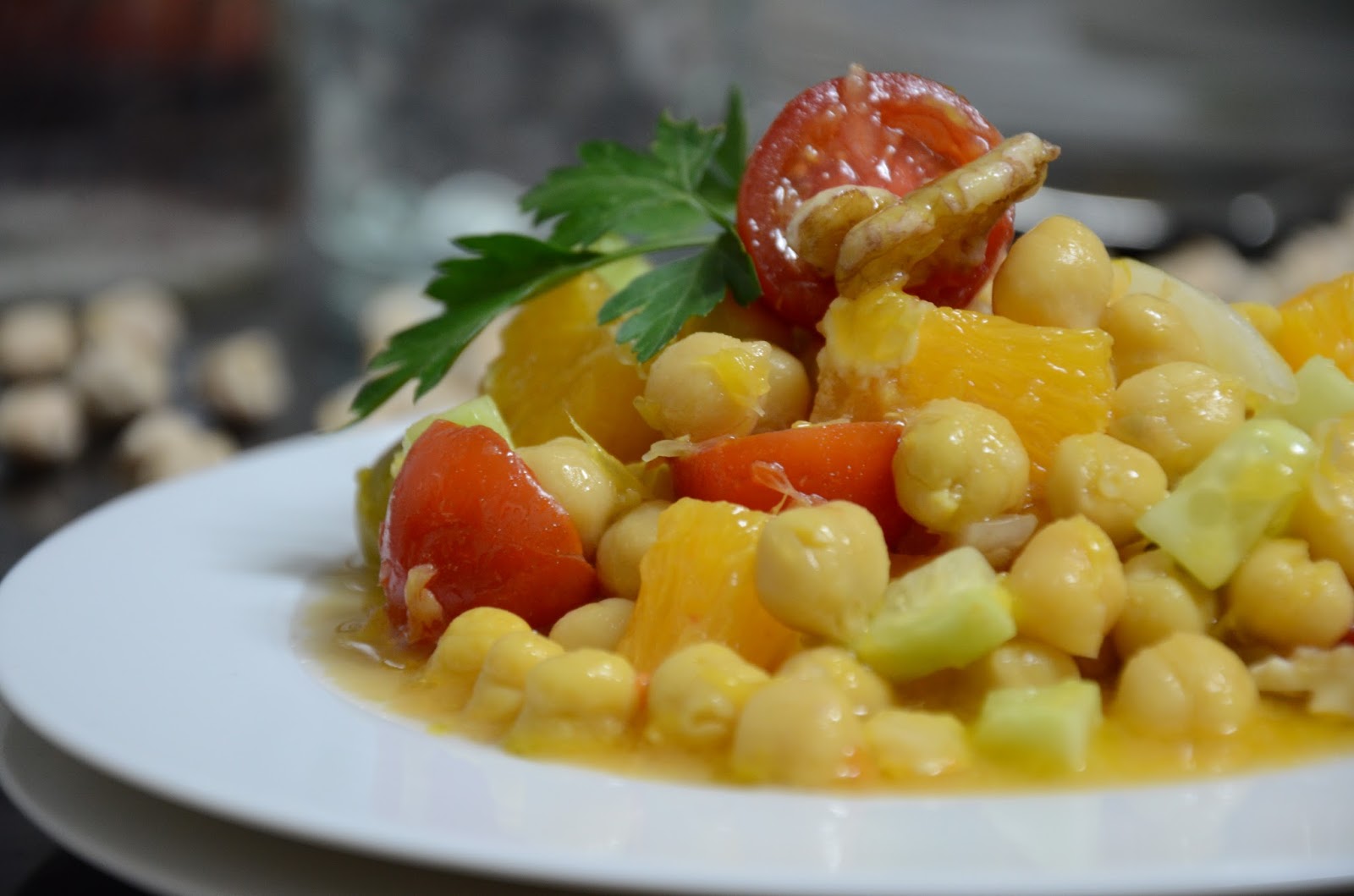 ENSALADA DE GARBANZOS CON VINAGRETA DE MOSTAZA