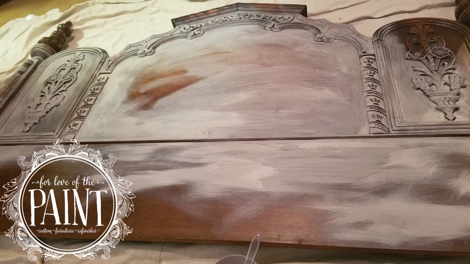 For Love of the Paint Before and After Ornate Vintage Headboard in