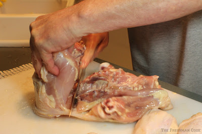 chicken breasts, chicken thighs, cutting, separating