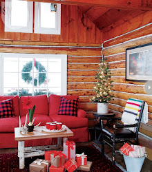 christmas cozy interior decorating cottage holiday country cabin log rustic decorations warm interiors decor table tree room living tours tour