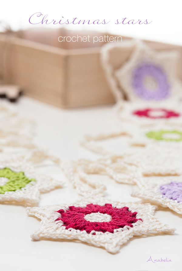Would you like to crochet some last minute Christmas decorations? Try Christmas Stars Garland crochet pattern, Anabelia Craft Design