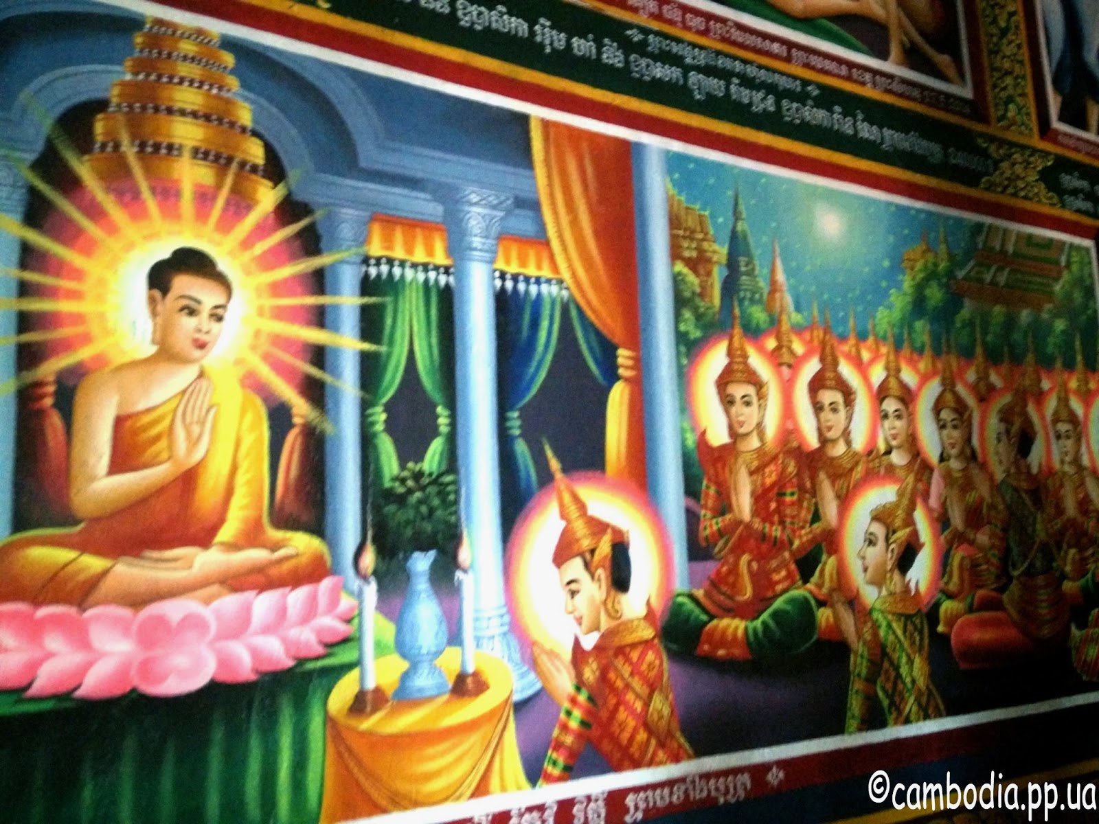 Картина на стене буддиского храма