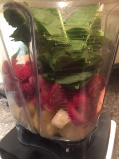 Pineapple, Strawberry and Mint Smoothie with spinach