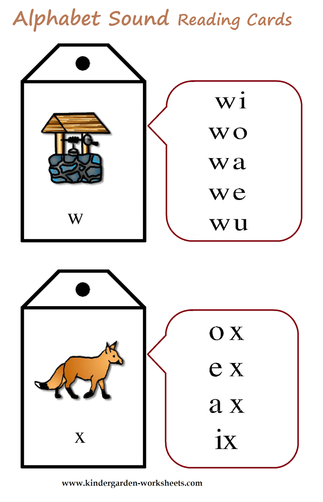 Kindergarten Worksheets: Alphabet Sound Read Cards