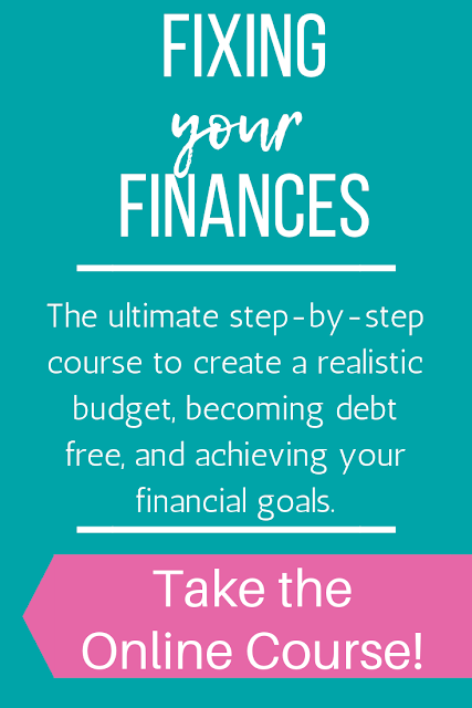 Fixing Your Finances online course for creating a budget, becoming debt free, and building a savings fund