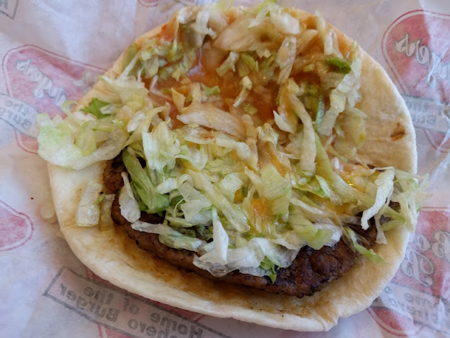 Inside the tortilla burger at Bob's Burgers in Albuquerque