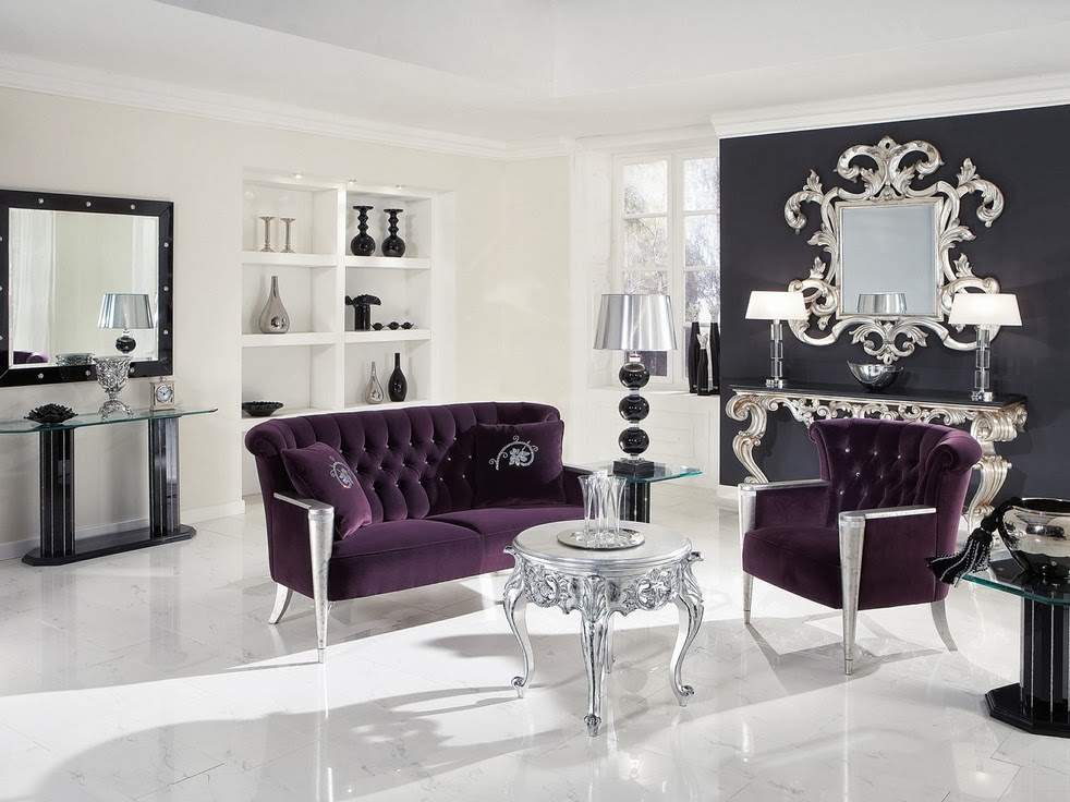 Sala color morado y plata