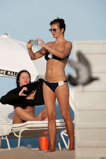 Helena Christensen navy bikini Miami 