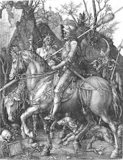 Gravura (gravura em metal) - A Morte, o Cavaleiro e o Diabo (Dürer)
