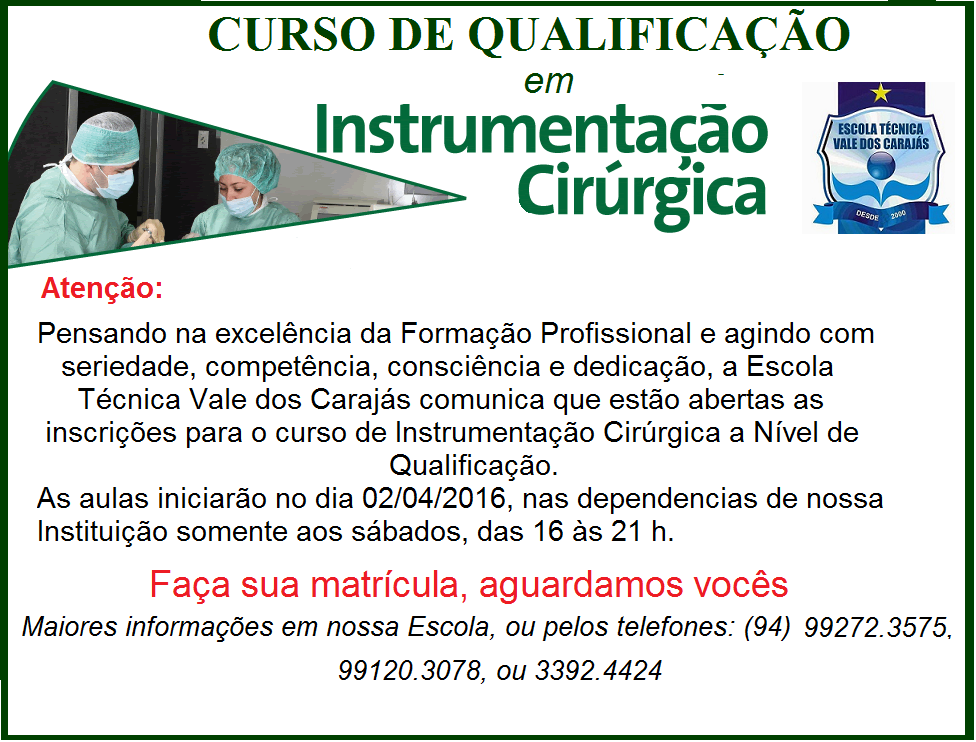Curso tecnico de instrumentacao cirurgica