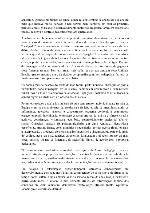 Relatorio individual educacao infantil 1 bimestre