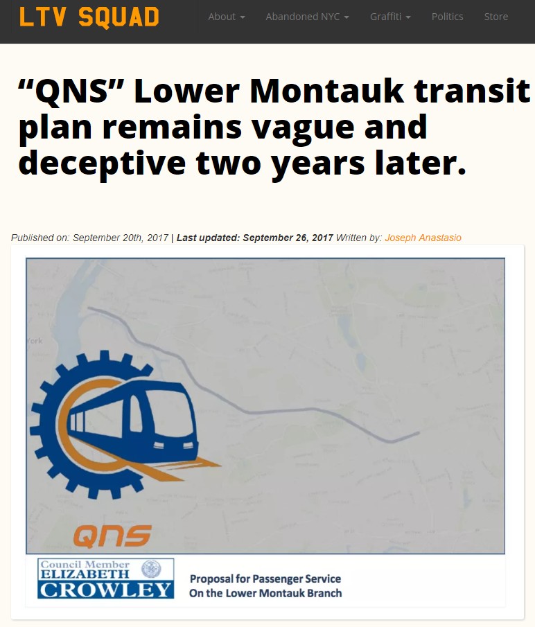 Queens Crap Elizabeth Crowley's light rail exposed as a real estate