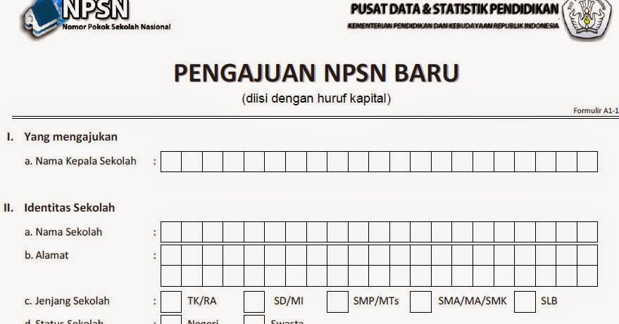 Cara Prosedur Pengajuan Npsn Baru Tahun 2015 Bagi Sekolah Satuan Pendidikan Yang Baru Berdiri Dadang Jsn