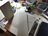 Two birch pieces to be used as part of the mount to the DVD player