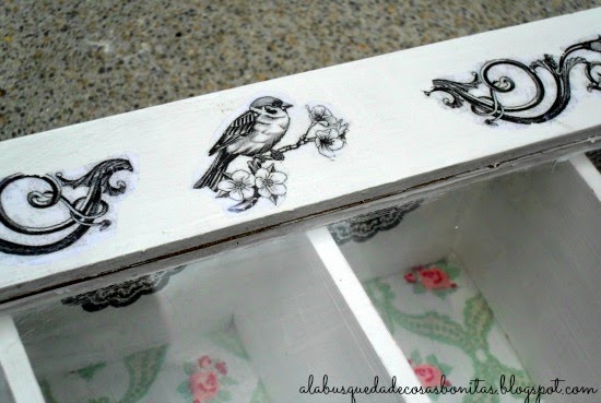 Caja con transfer y decoupage para Celia