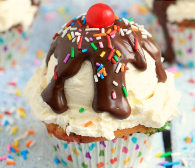 Ice Cream Sundae Cupcakes #dessert #birthday