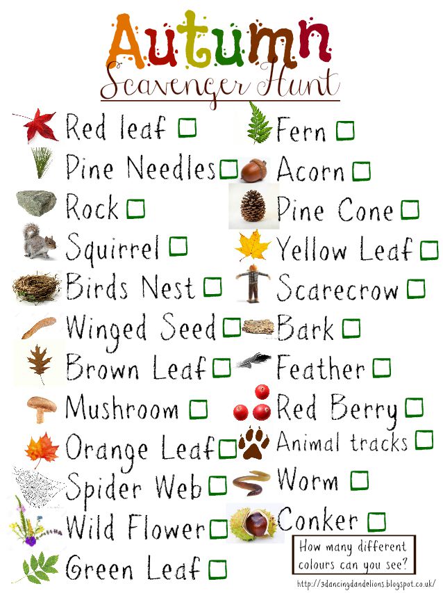 Autumn Scavenger Hunt Printable Autumn Scavenger Hunt Printable