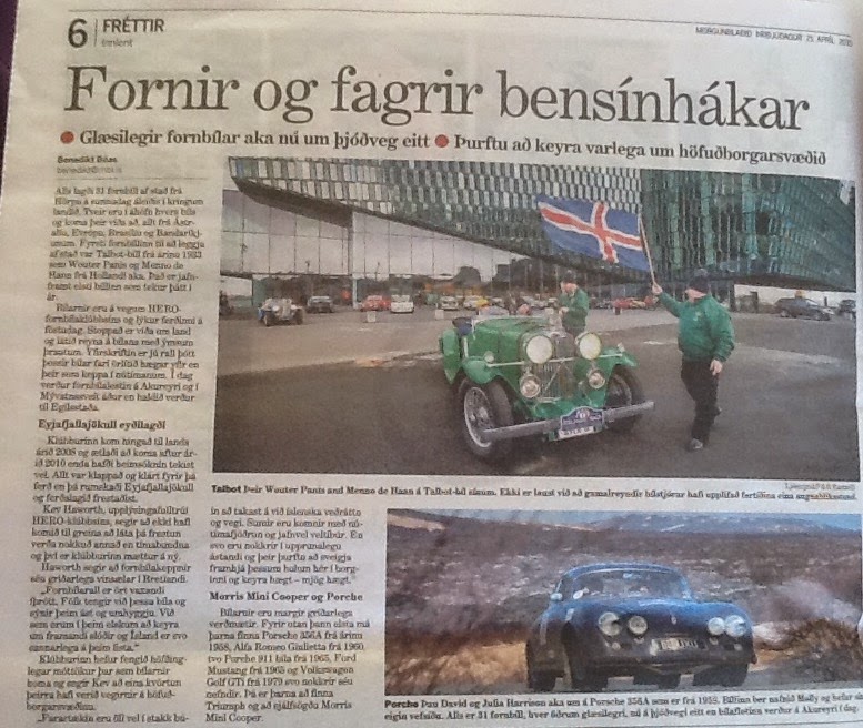 Porsche 356A in Local paper in Iceland