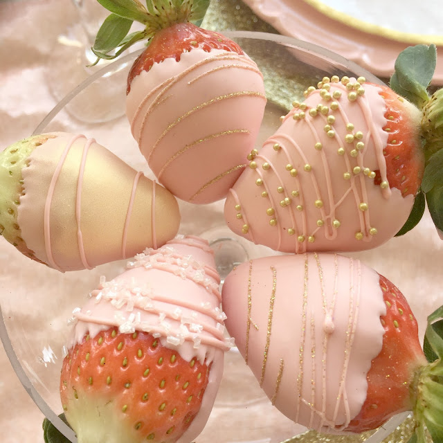 Pink and Gold Blinged Strawberries Purple Chocolat Home
