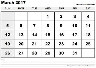 Free Printable Calendar March 2017